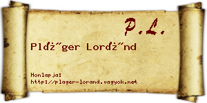 Pláger Loránd névjegykártya